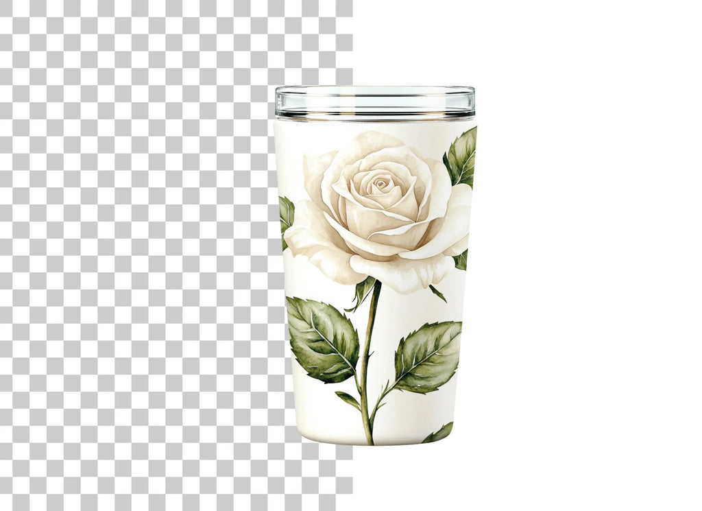 White Rose Tumbler Clipart Bundle