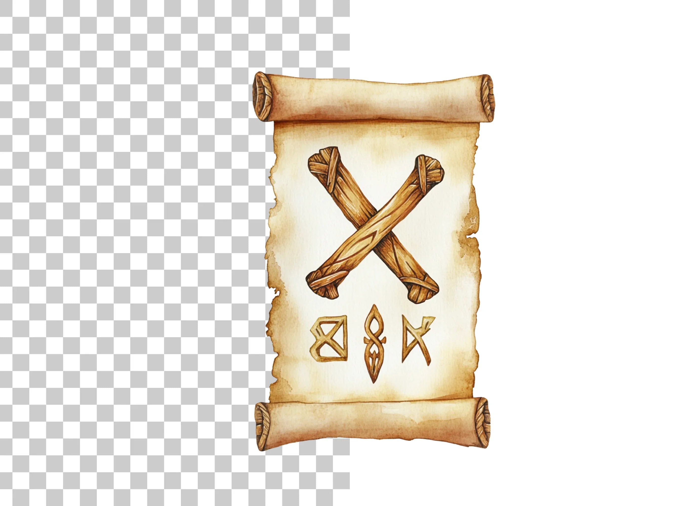 Ancient Runic Scroll Clipart Bundle