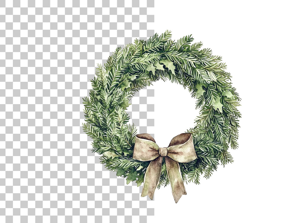Christmas Bay Leaf Wreaths Clipart Bundle
