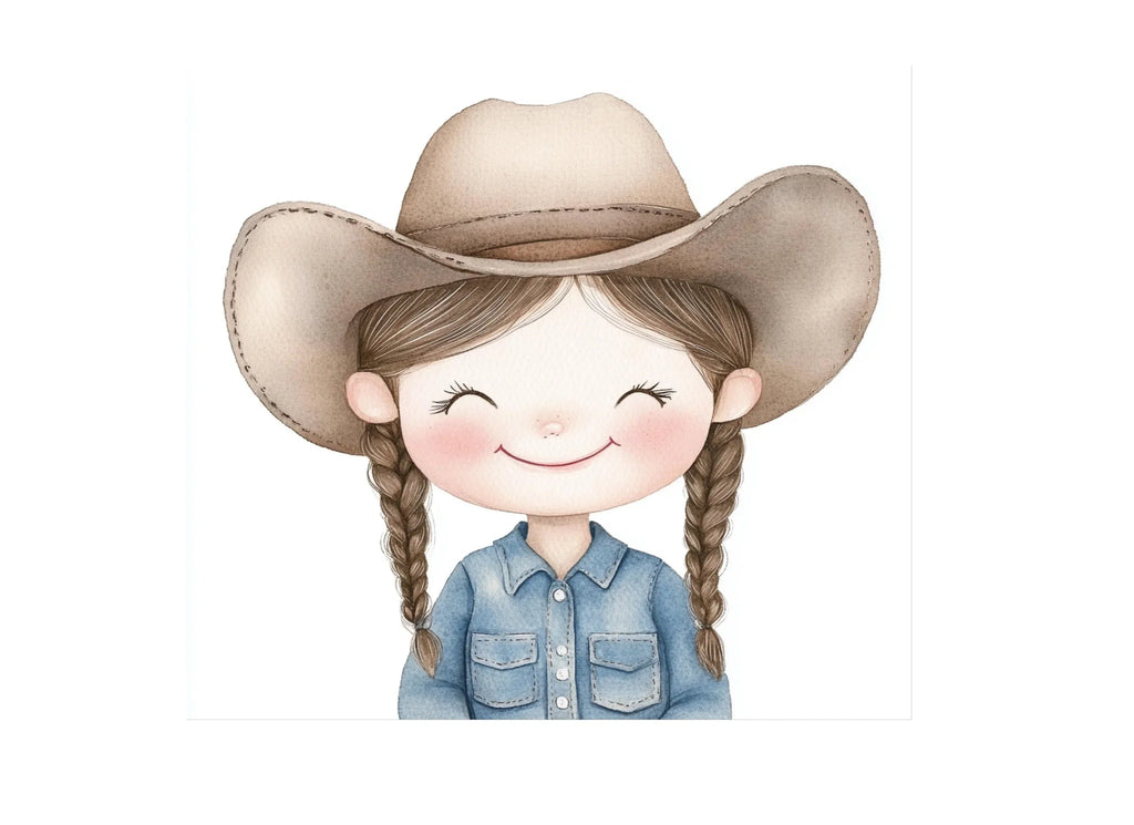 Cute Cowgirl Kids Clipart Bundle