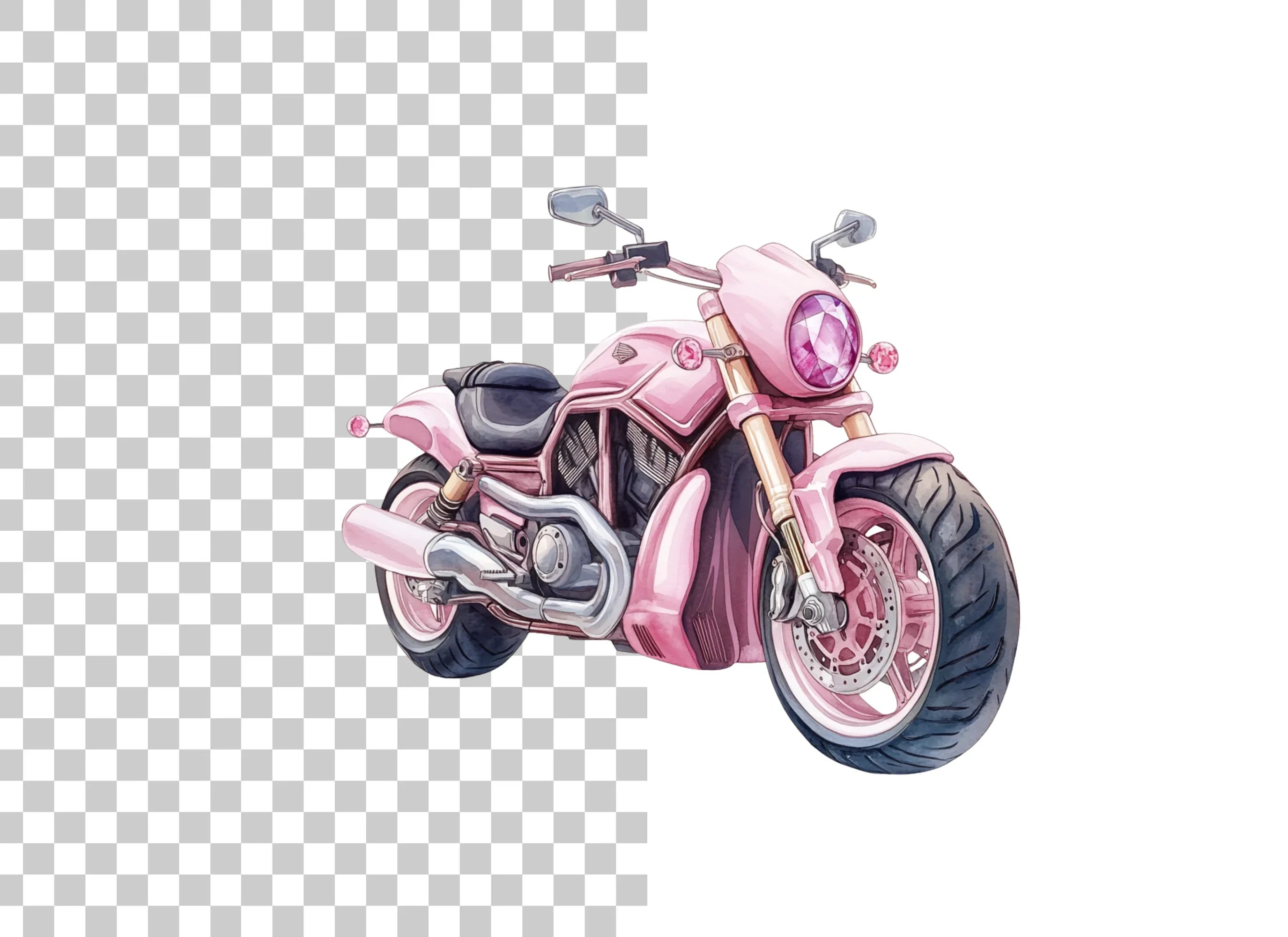 Pink Motorcycle Clipart Bundle