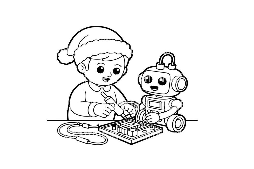 Kids Building Robots Christmas Coloring Books