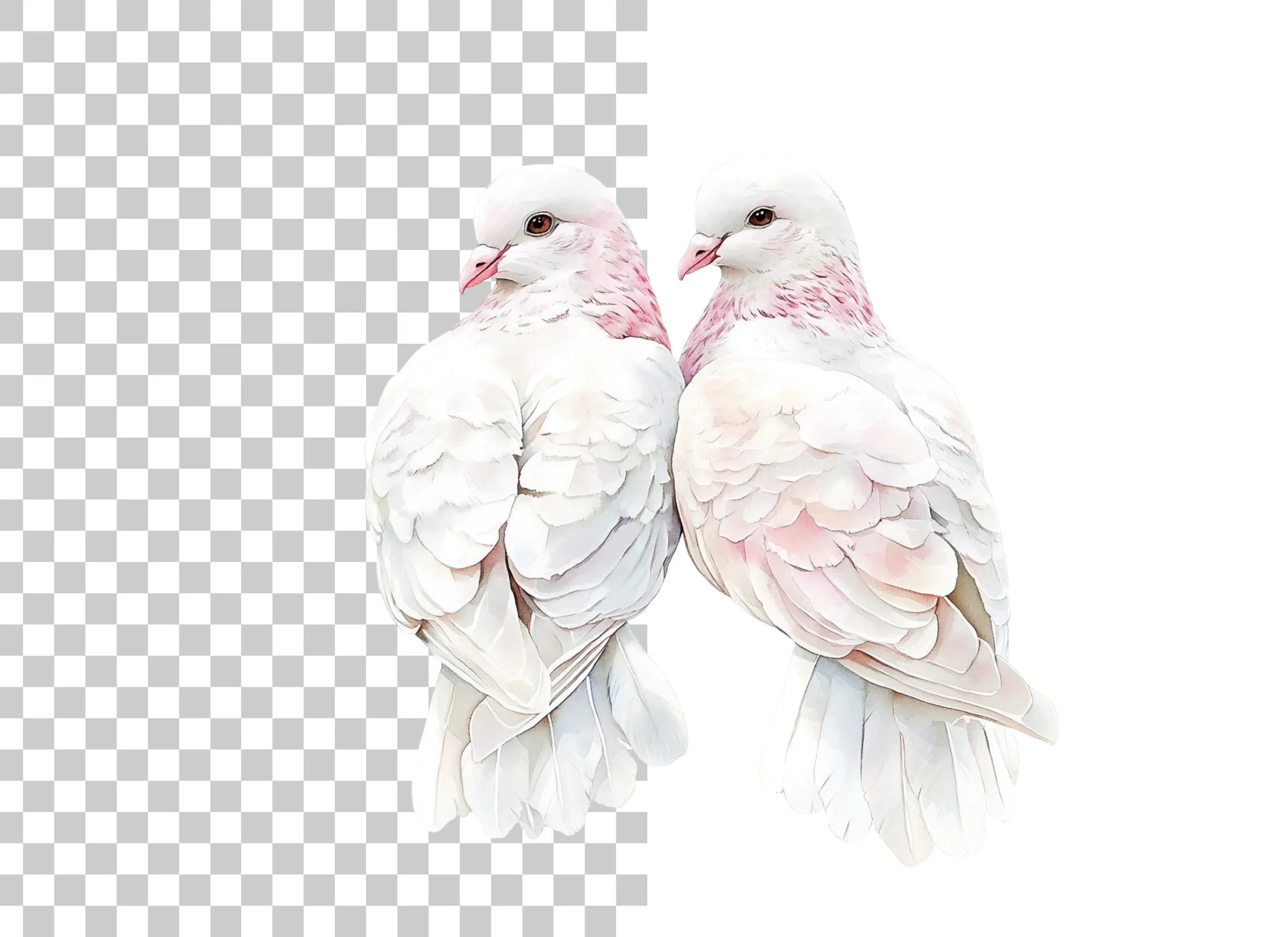 Pair of White Doves Clipart Bundle