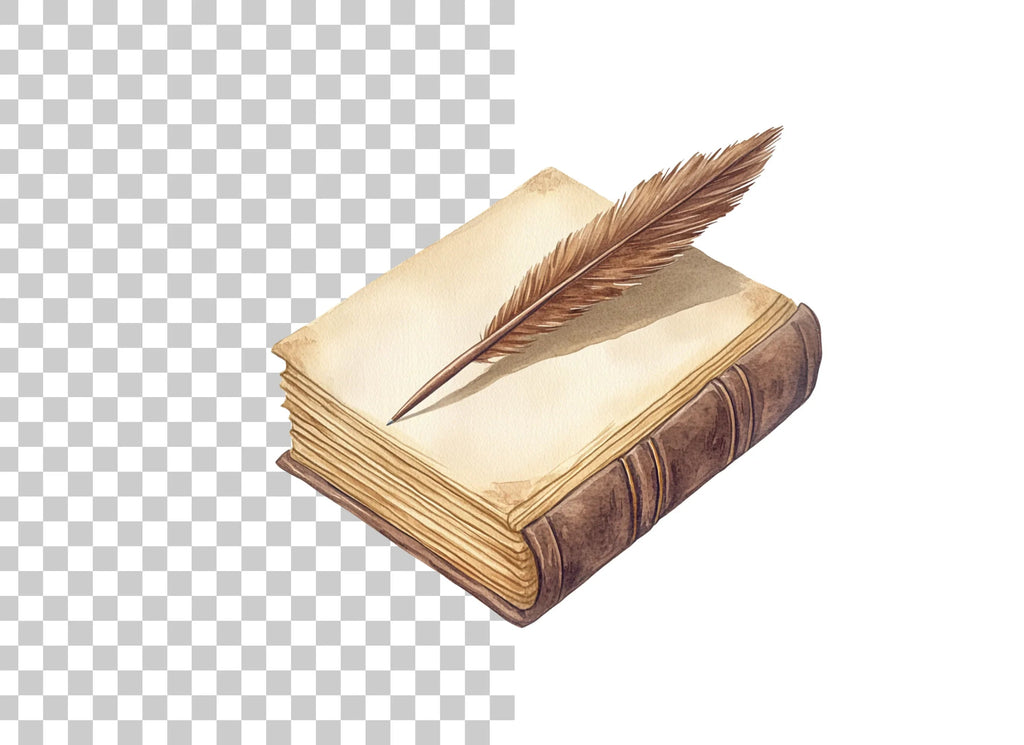Vintage Books and Quill Pens Clipart Bundle