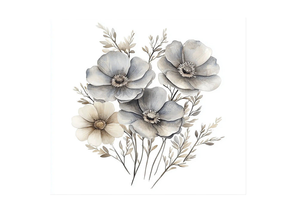 Soft Neutral Floral Clipart Bundle
