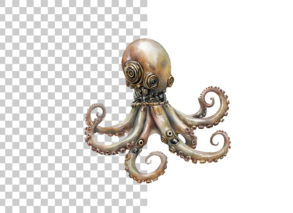 Steampunk Octopus Clipart Bundle