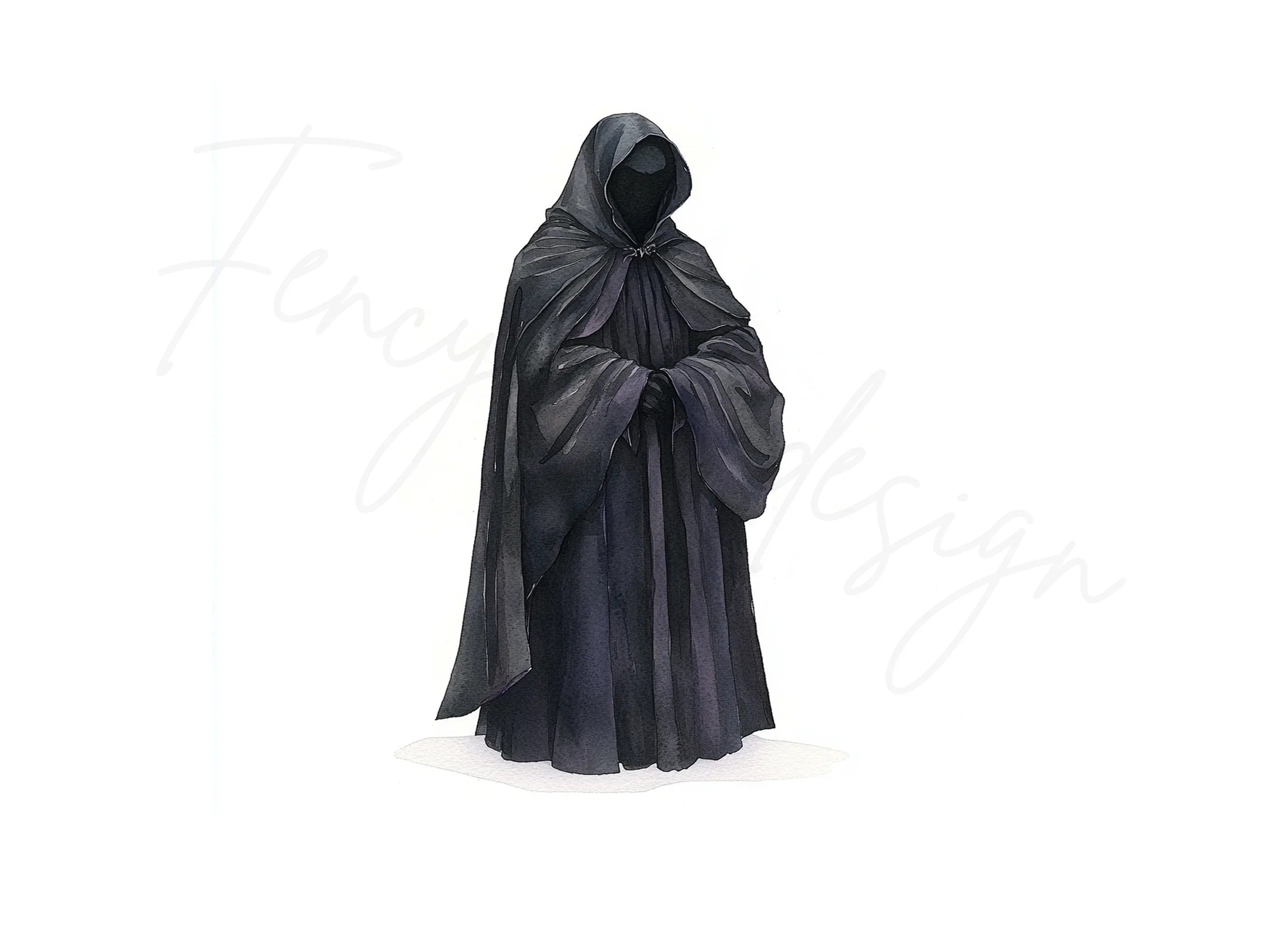 Mysterious Black Hooded Robe Clipart Bundle