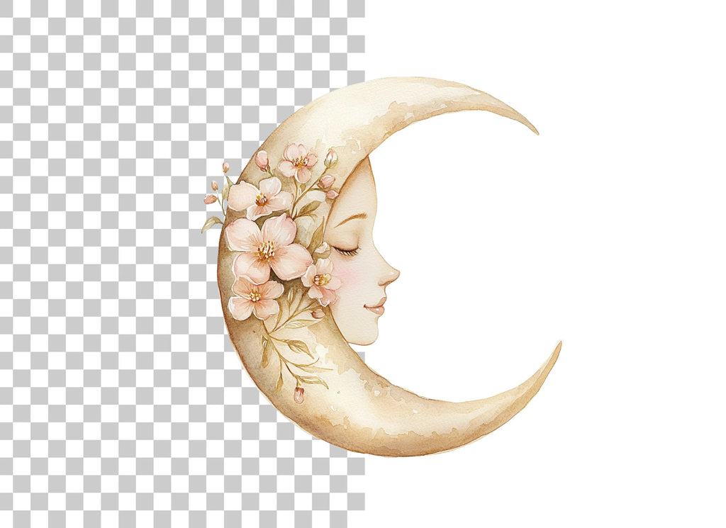 Moon Sleeping Face Clipart Bundle