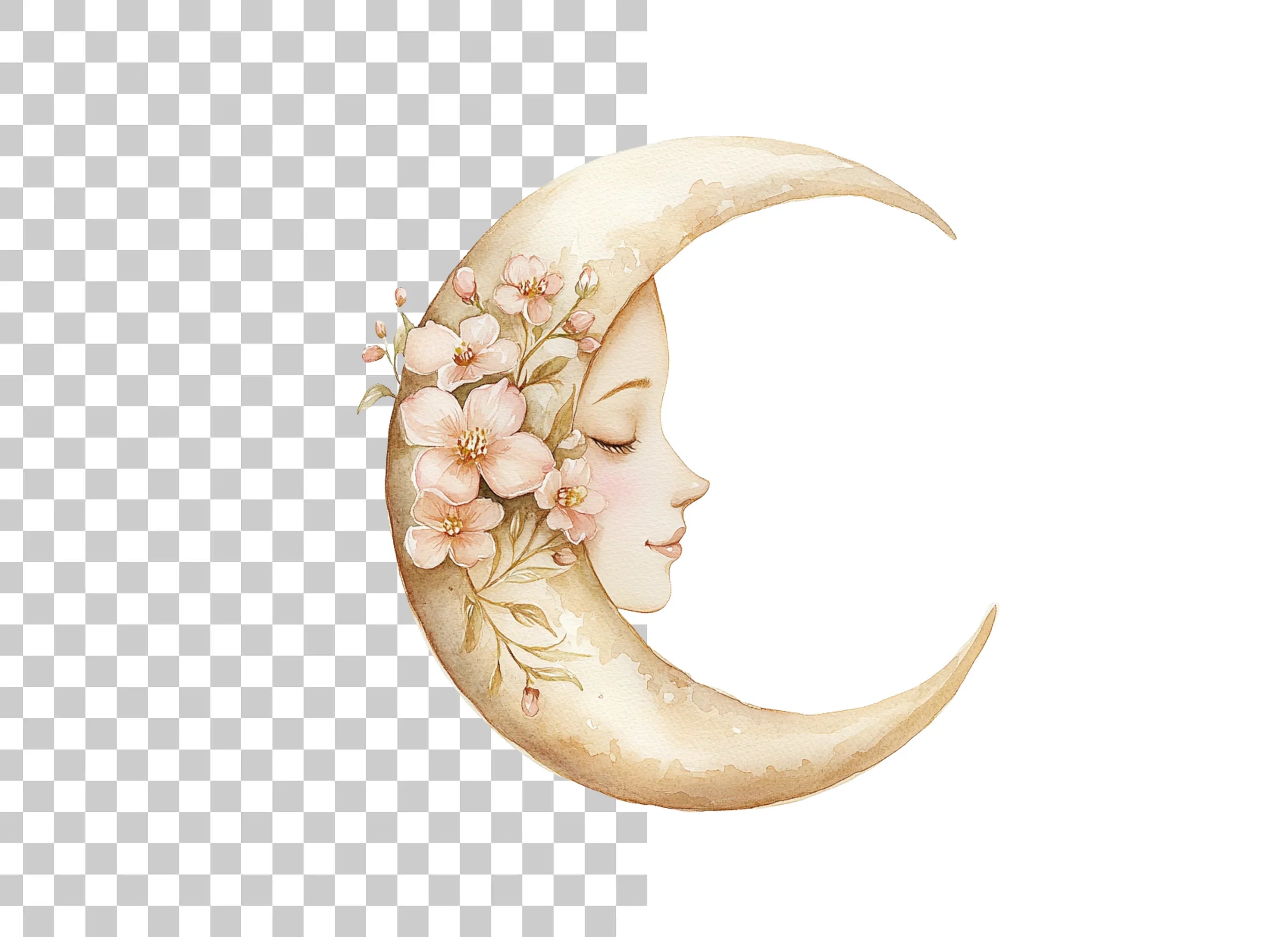 Moon Sleeping Face Clipart Bundle