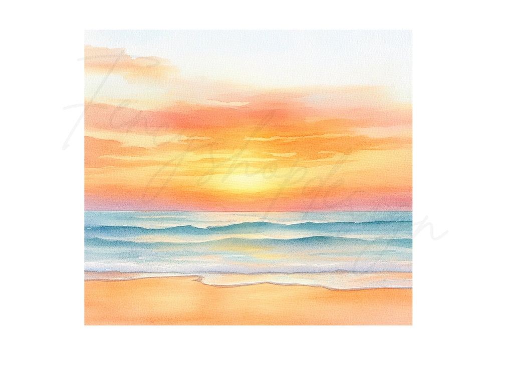 Vibrant Beach Sunset Clipart Bundle