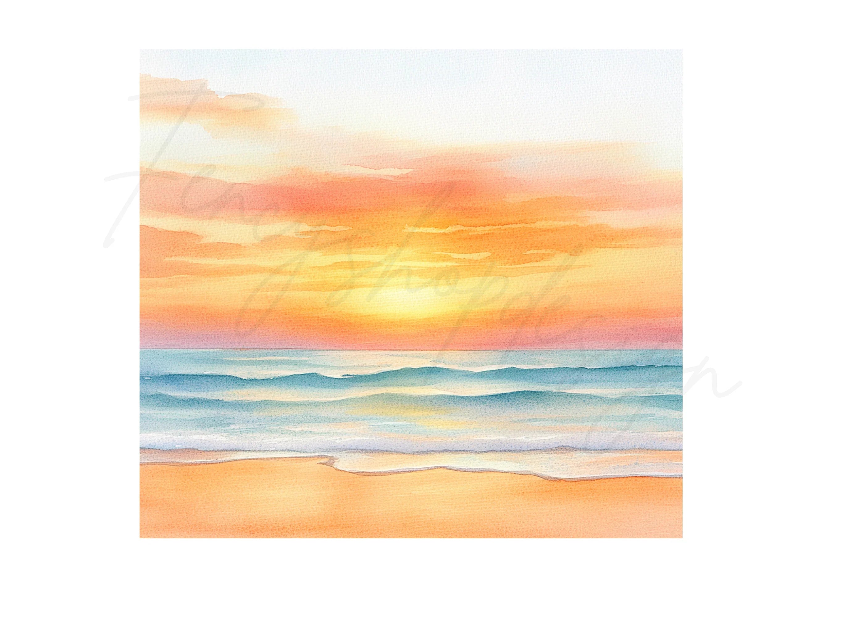 Vibrant Beach Sunset Clipart Bundle