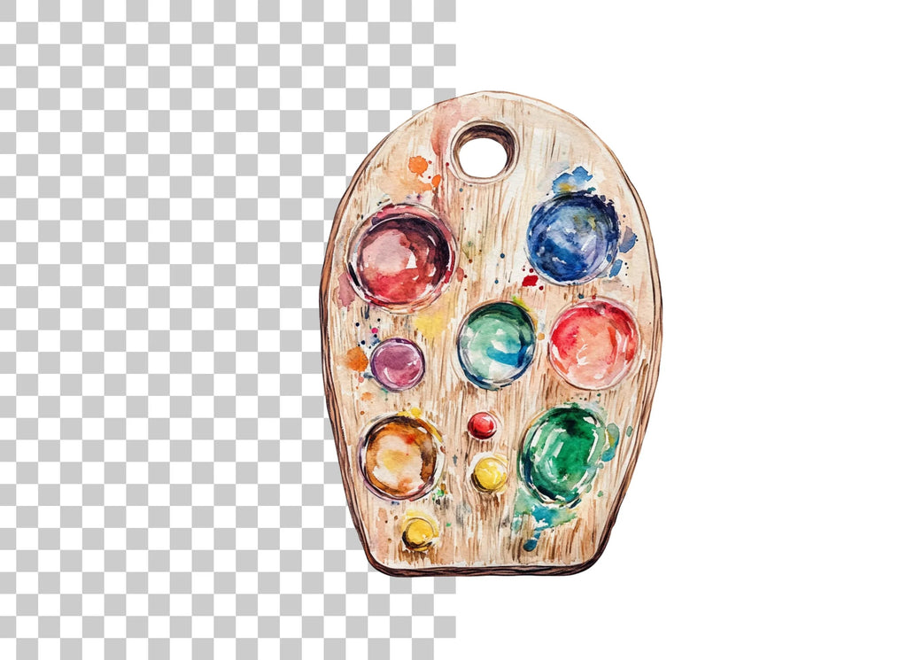 Wooden Paint Palette Clipart Bundle