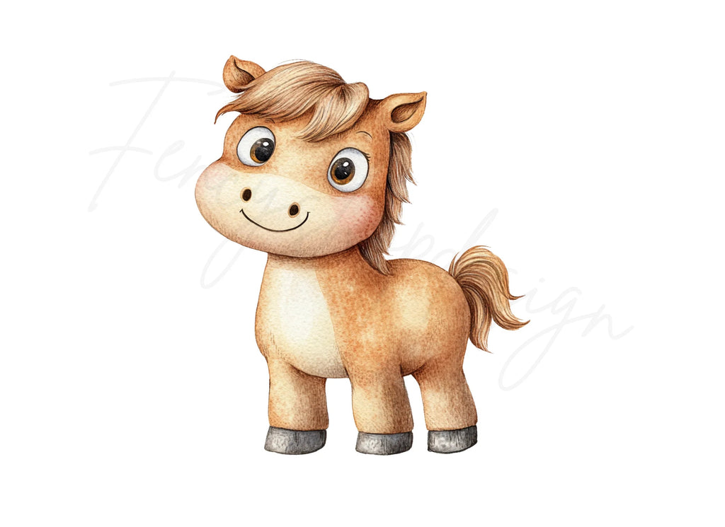 Adorable Cartoon Horse Clipart Bundle
