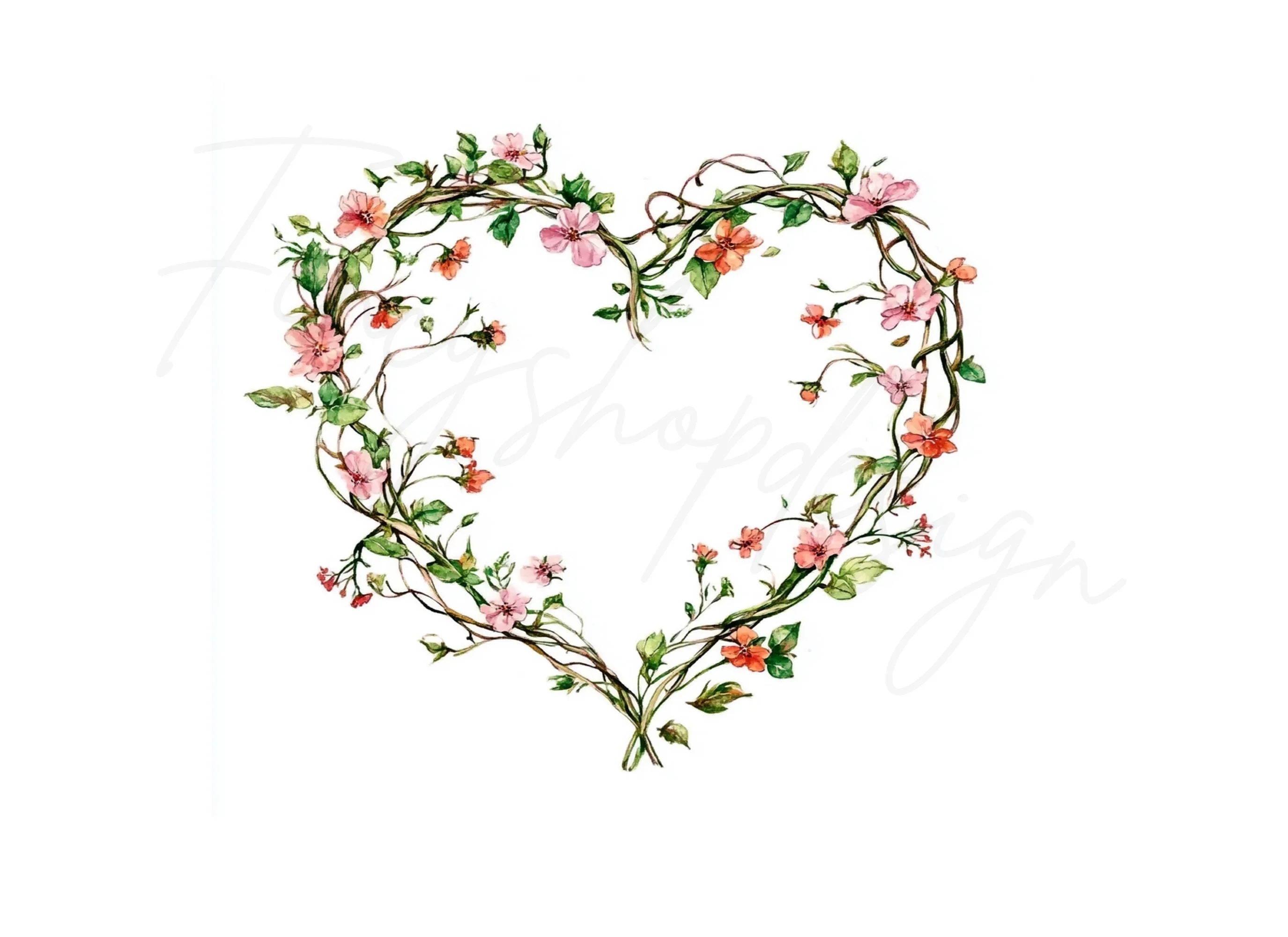 Floral Heart Wreaths Clipart Bundle