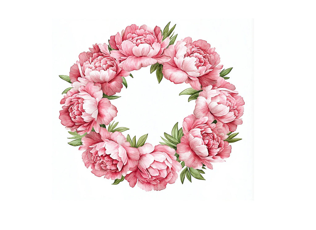Vibrant Peony Wreath Clipart Bundle