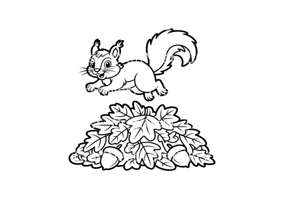 Autumn Squirrels and Leaves Coloring Books