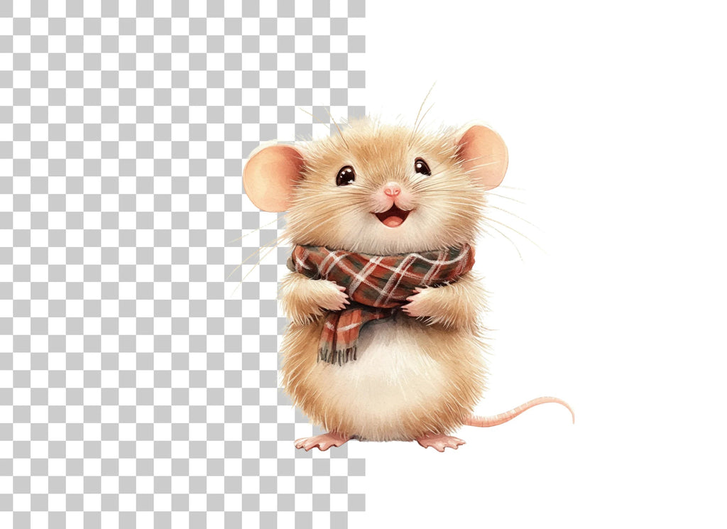 Cute Mouse with Scarf Clipart Bundle