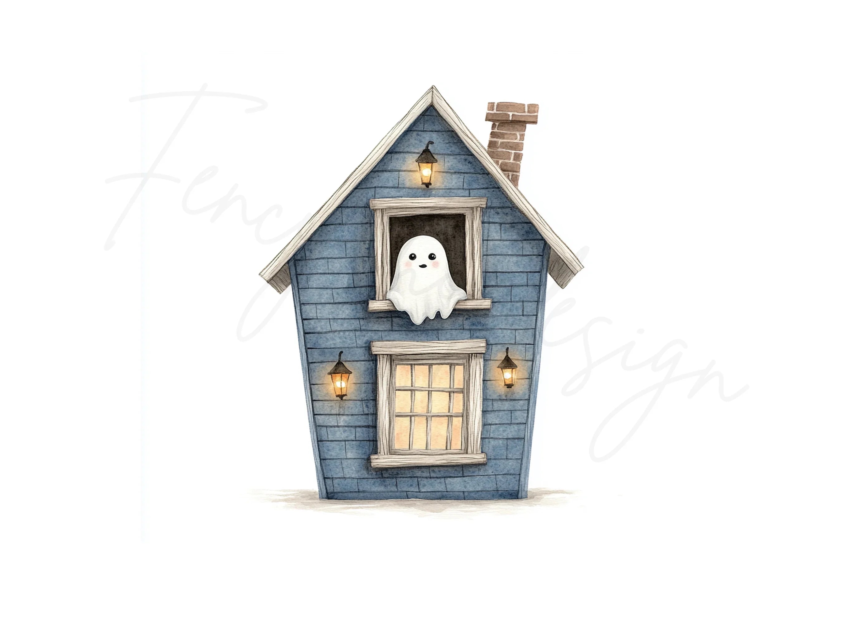Cute Ghost Haunted House Clipart Bundle