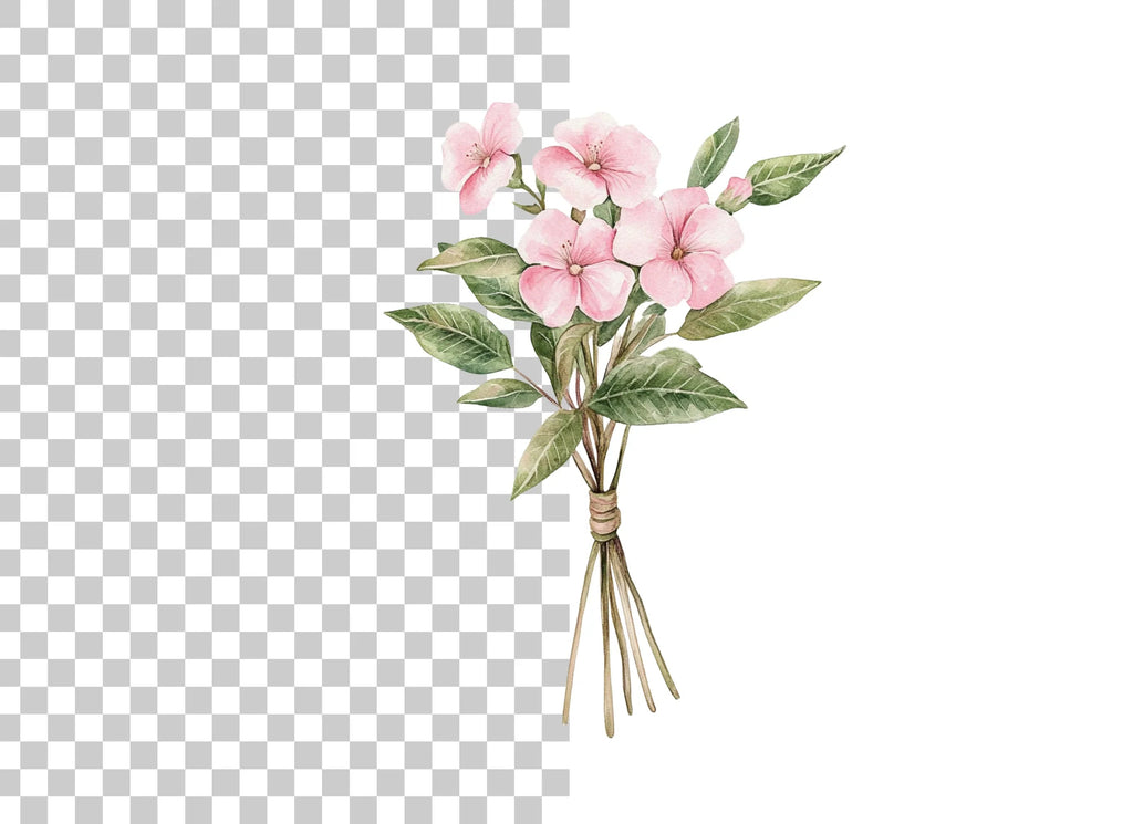 Pink Floral Bouquet Clipart Bundle
