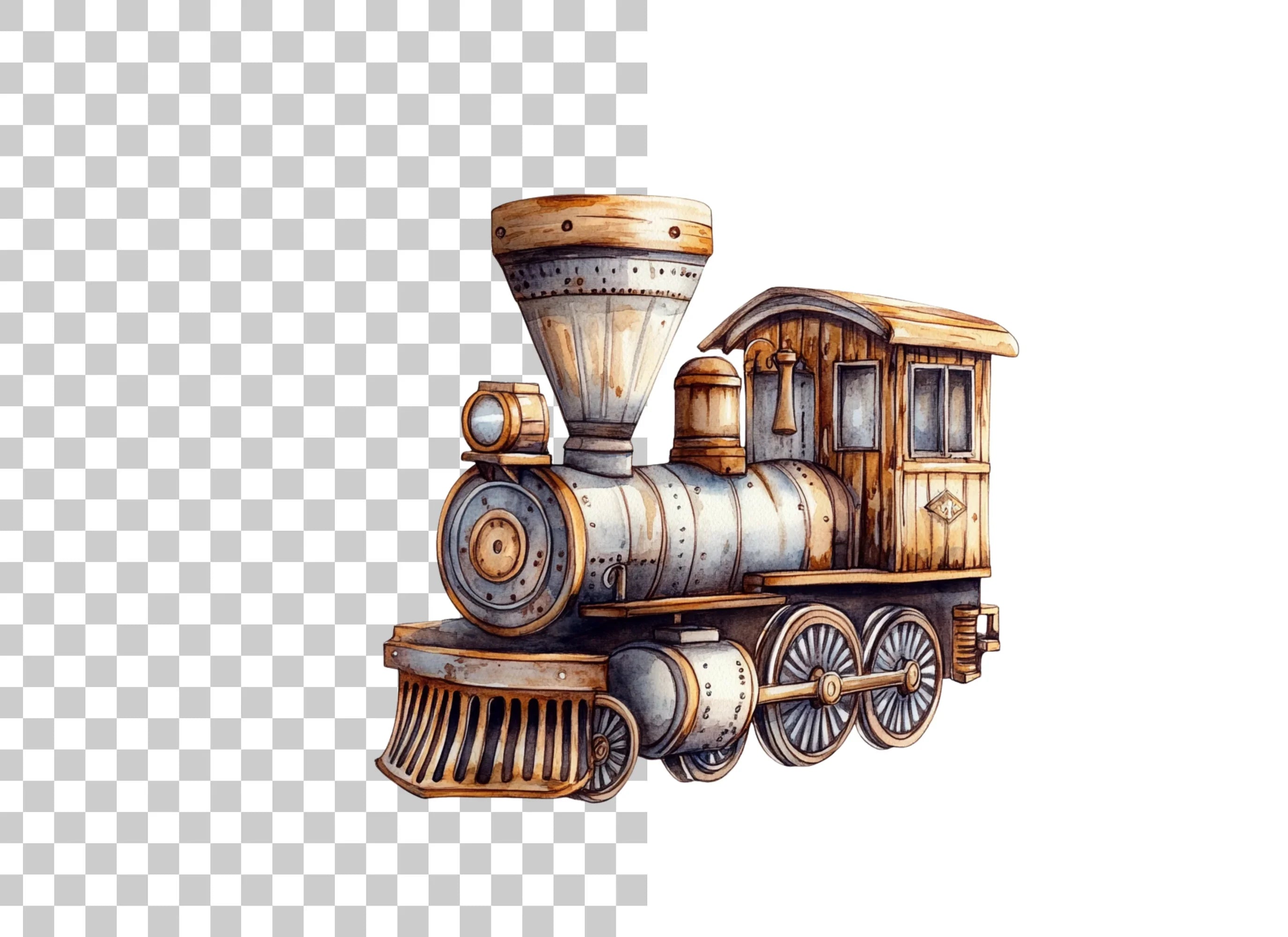 Antique Steam Train Clipart Bundle