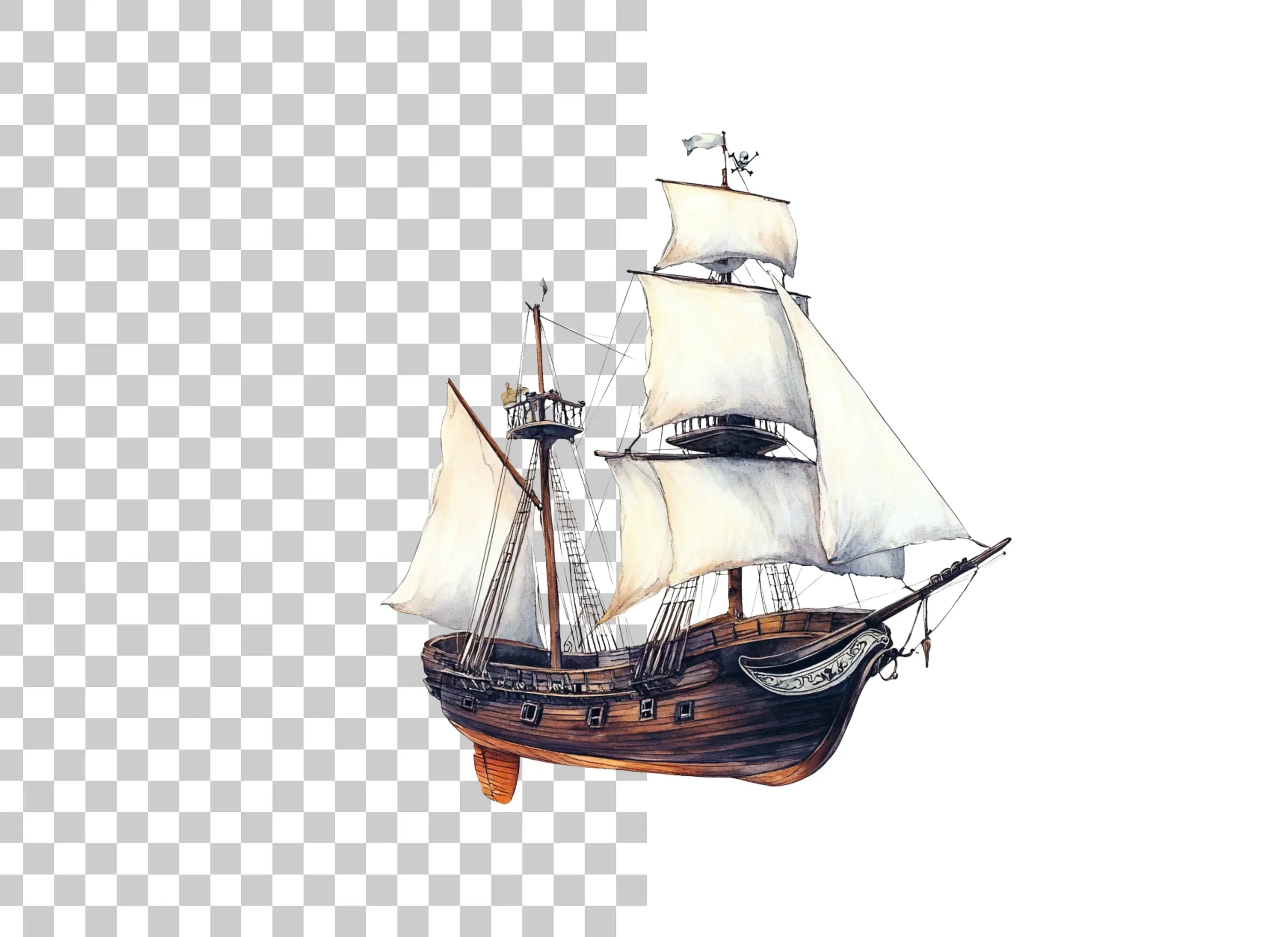 Vintage Pirate Ship Clipart Bundle