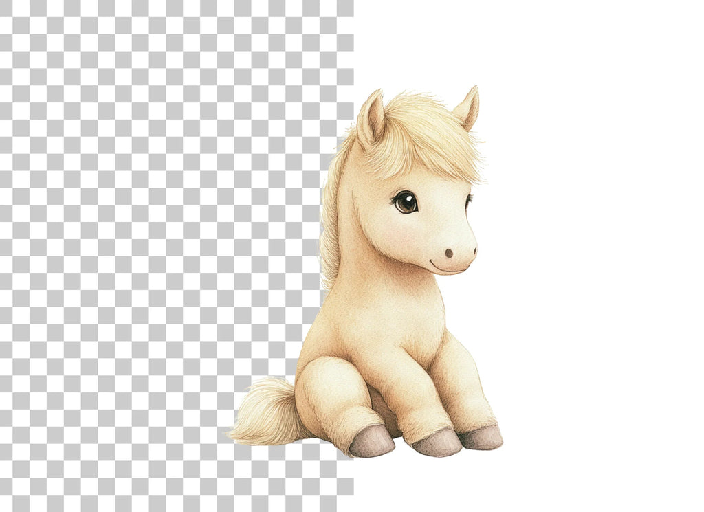 Cute Sitting Palomino Foals Clipart Bundle