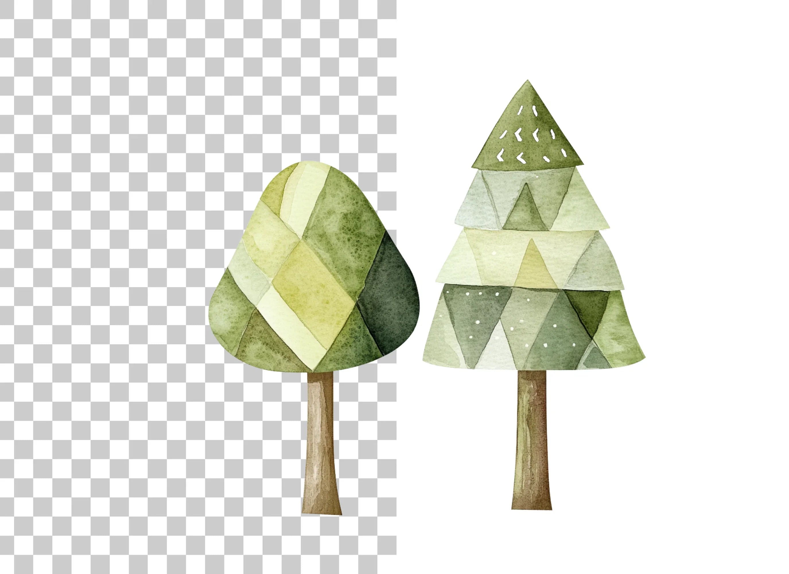 Geometric Tree Clipart Bundle