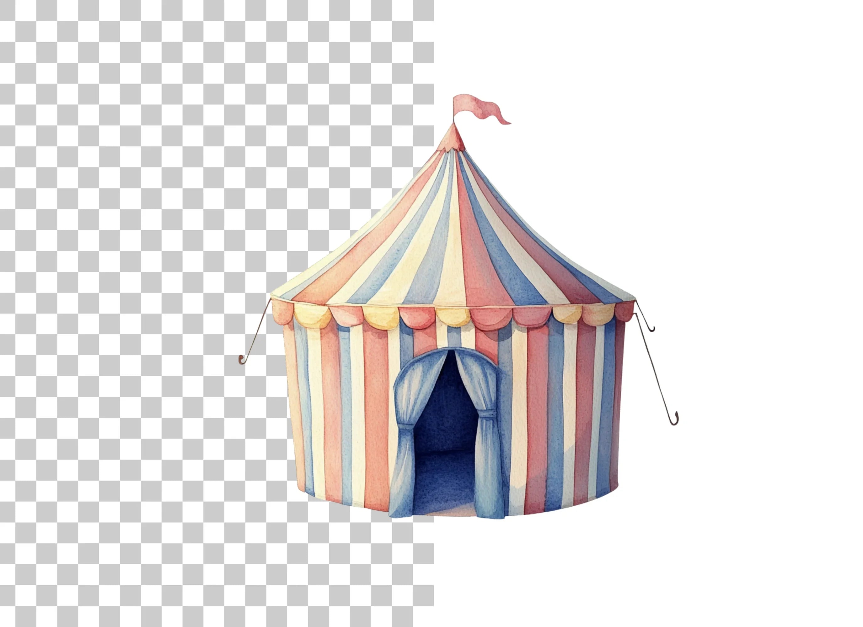 Pastel Circus Tent Clipart Bundle