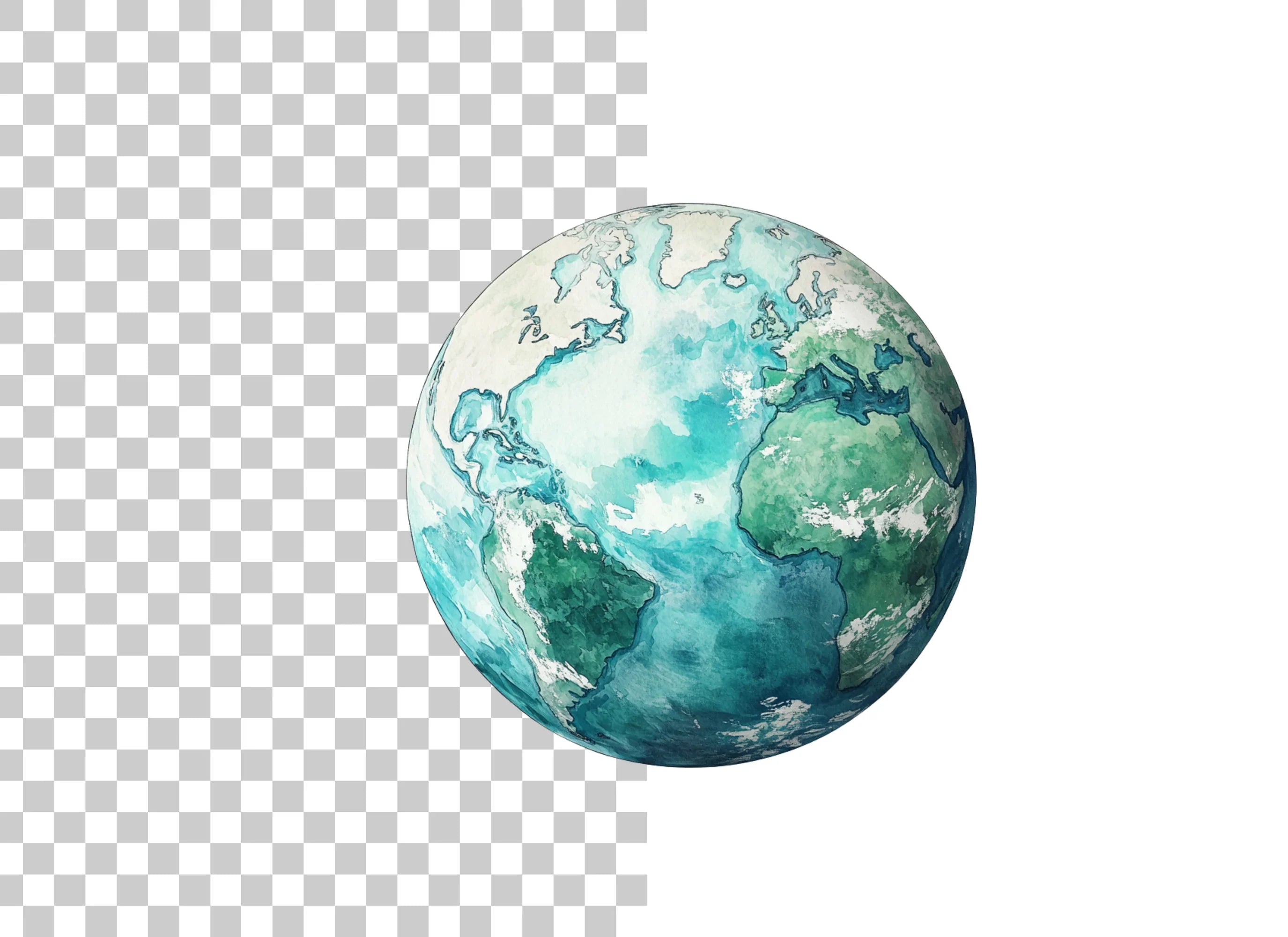 Green and Blue Earth Globes Clipart Bundle