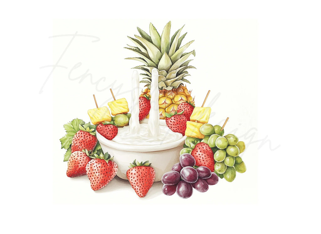 Fresh Fruit Fondue Clipart Bundle