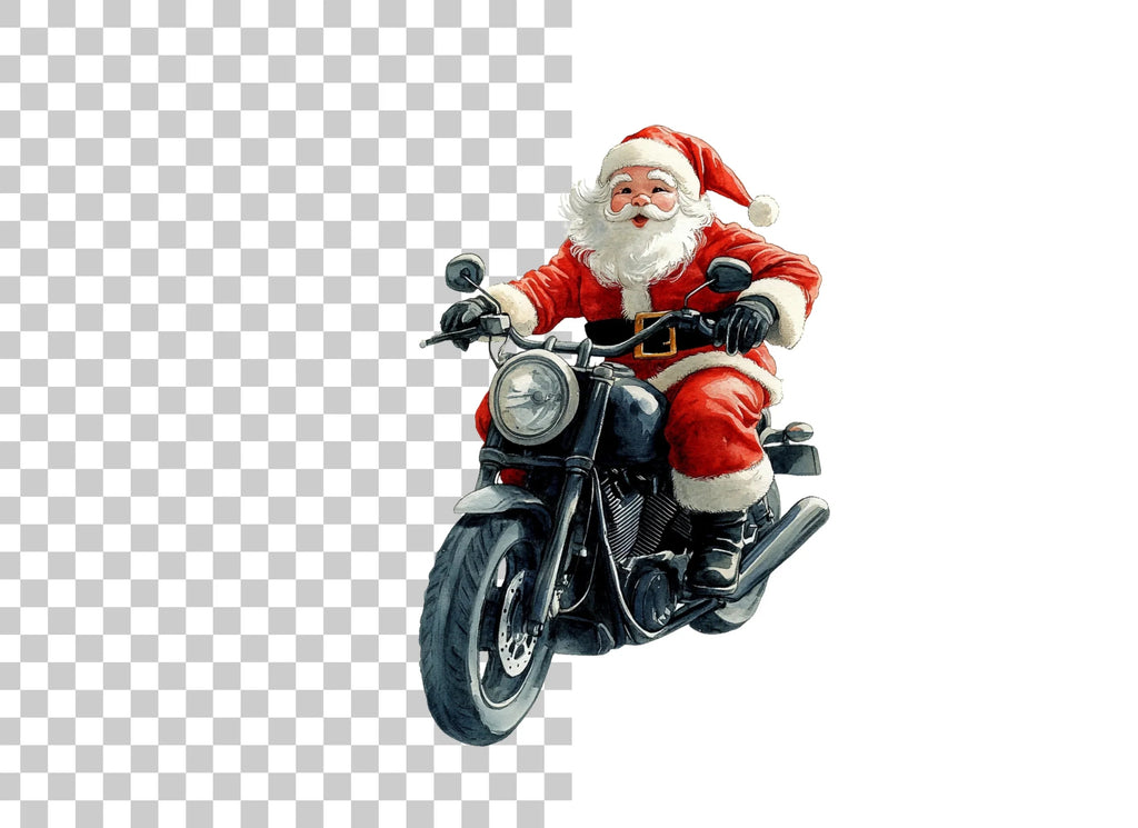 Cool Santa Claus on Motorcycle Clipart Bundle