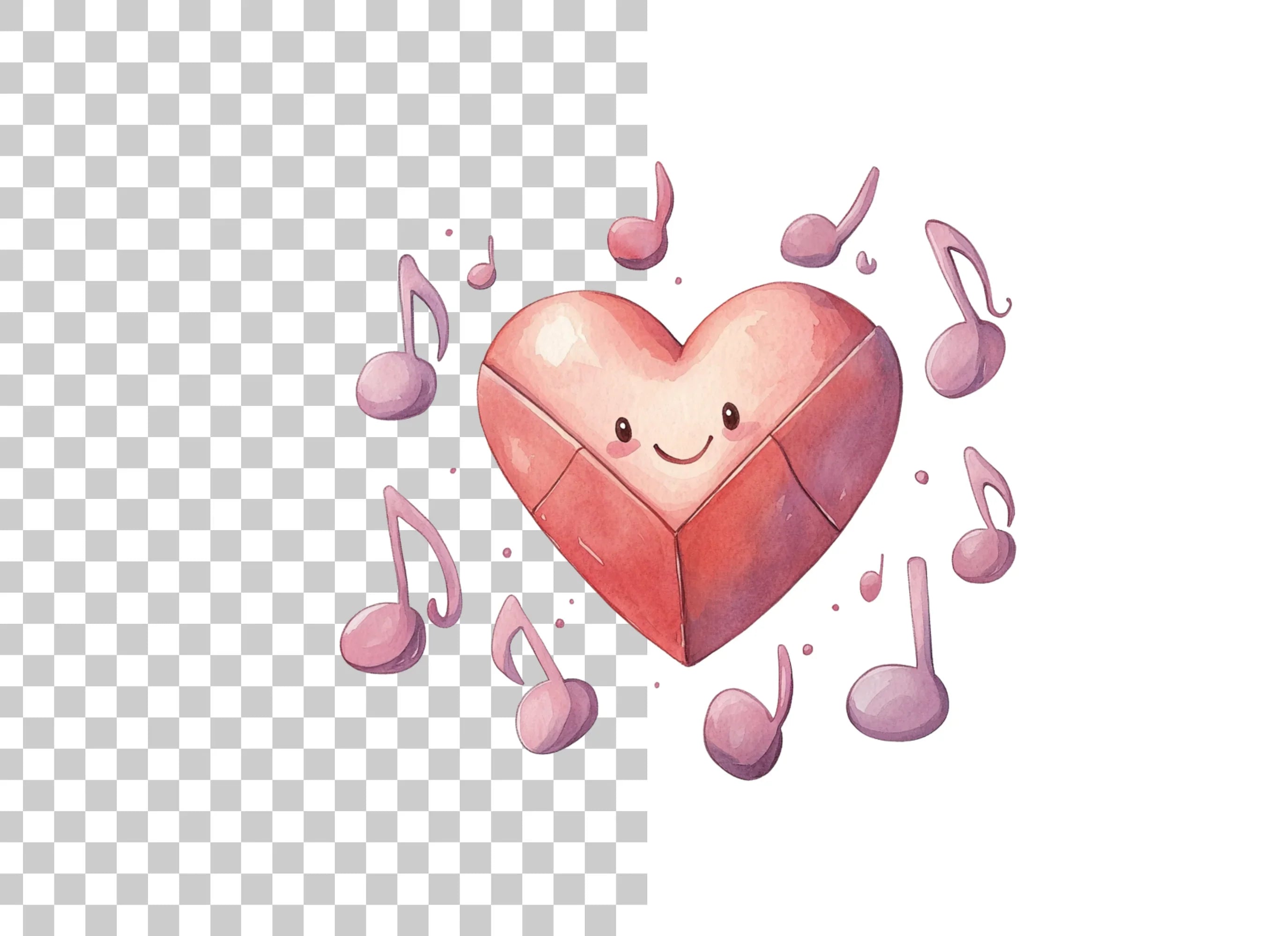 Cute Heart Music Notes Clipart Bundle