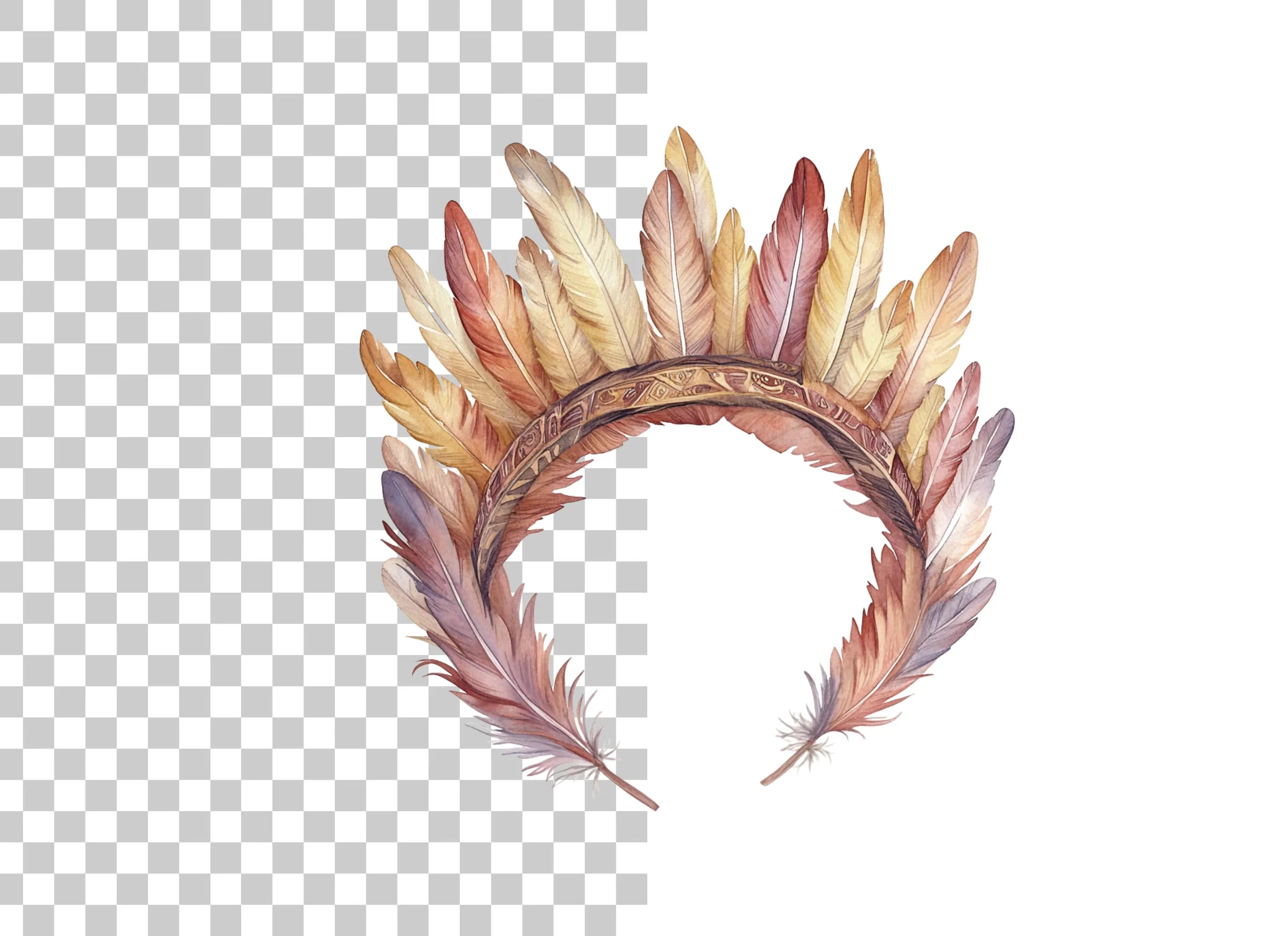 Feather Headdress Clipart Bundle