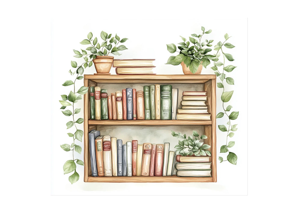 Botanical Bookshelves Clipart Bundle