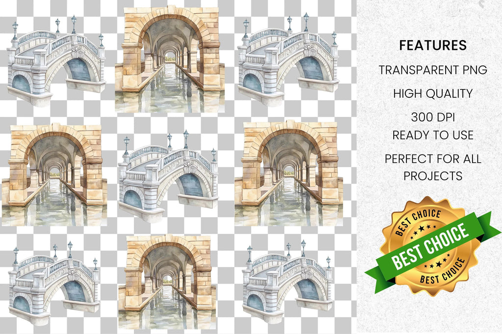 Stone Bridge Archway Clipart Bundle