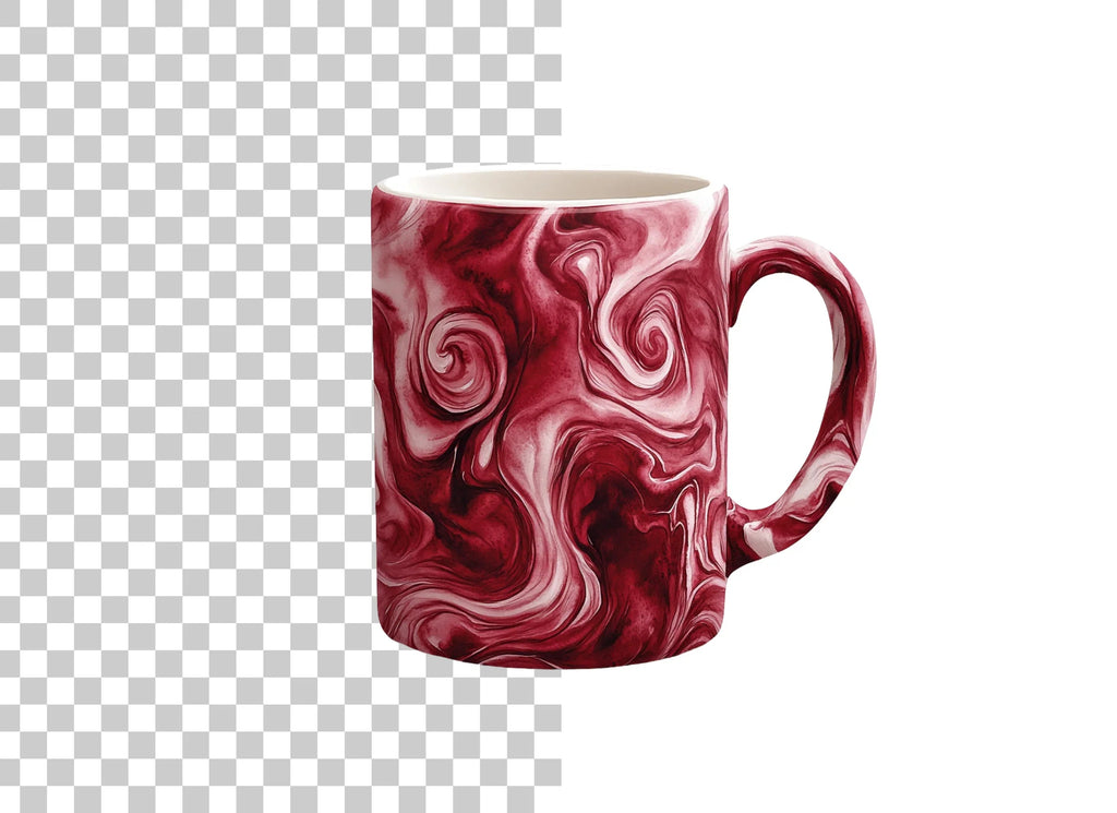 Red Marble Swirl Coffee Clipart Bundle