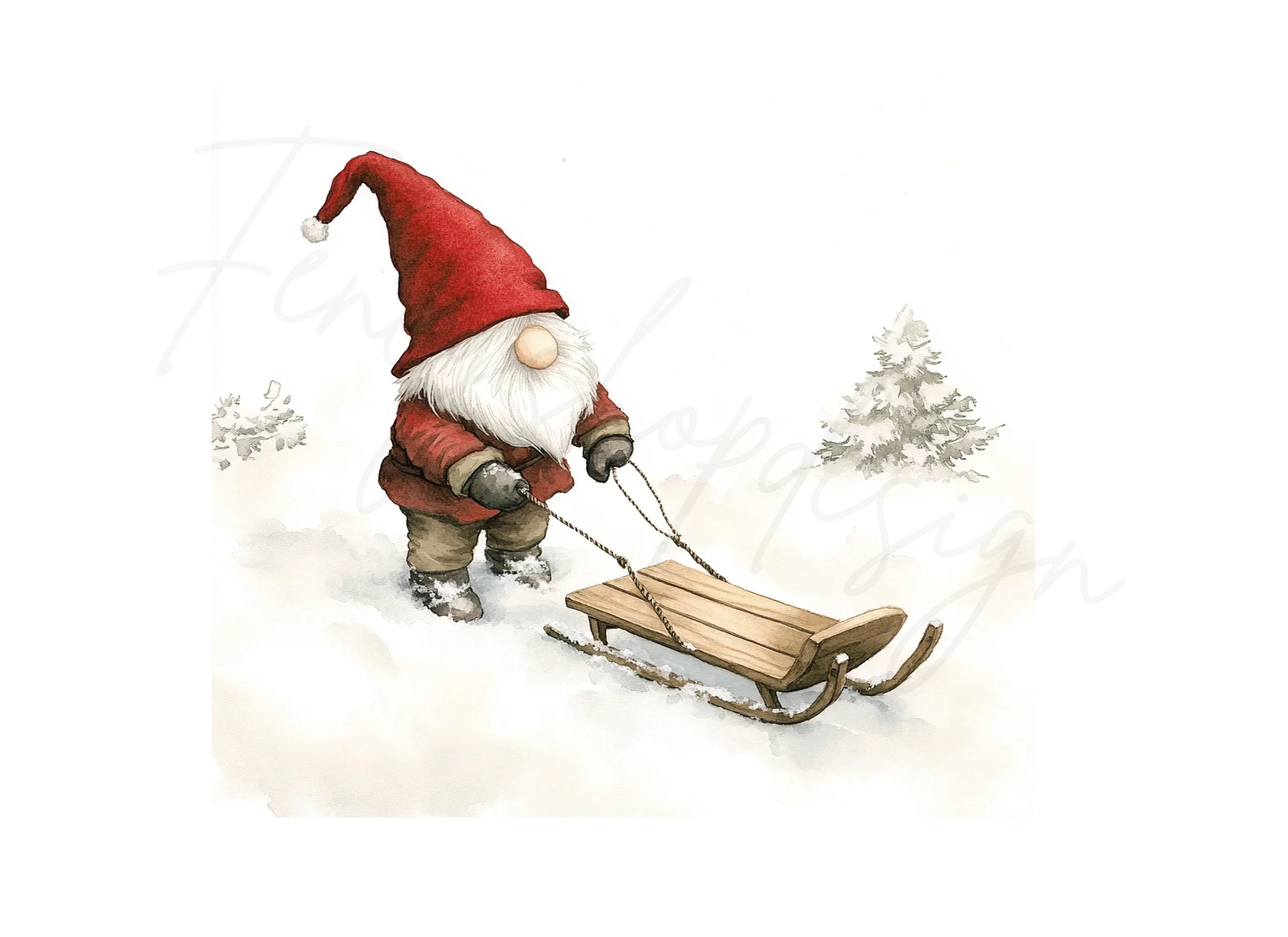 Winter Gnomes with Sleds Clipart Bundle