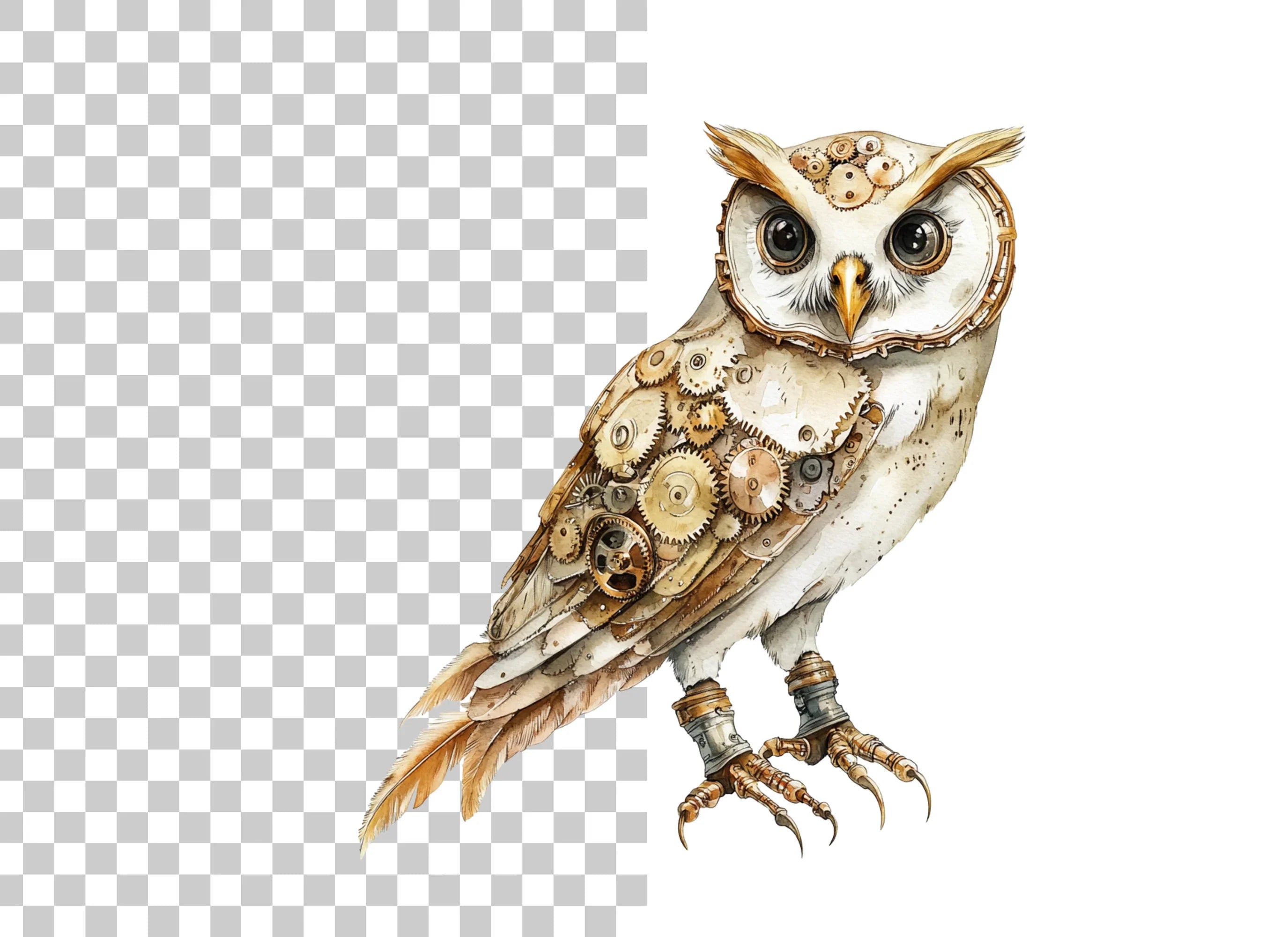 Clockwork Owl Rustic Steampunk Clipart Bundle
