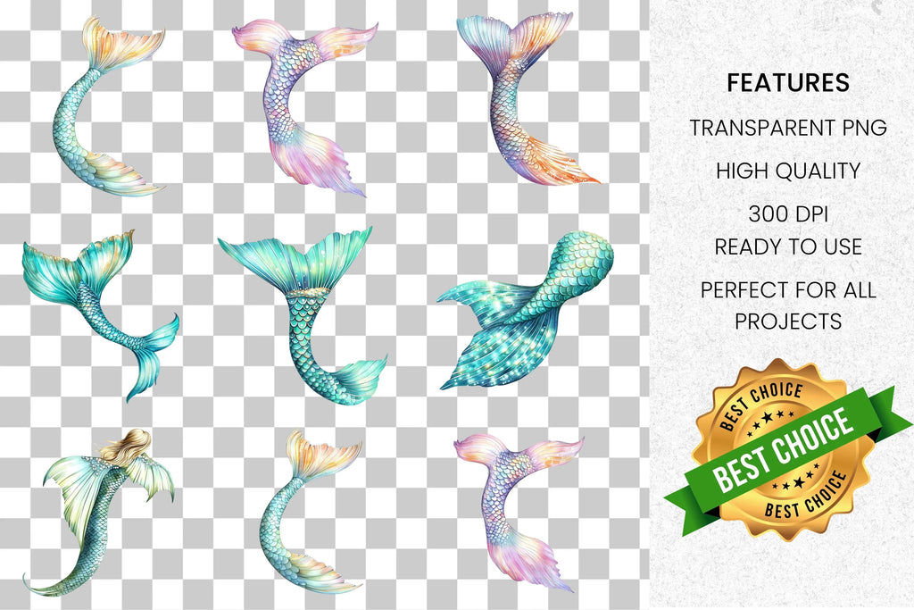 Enchanting Mermaid Tails Clipart Bundle