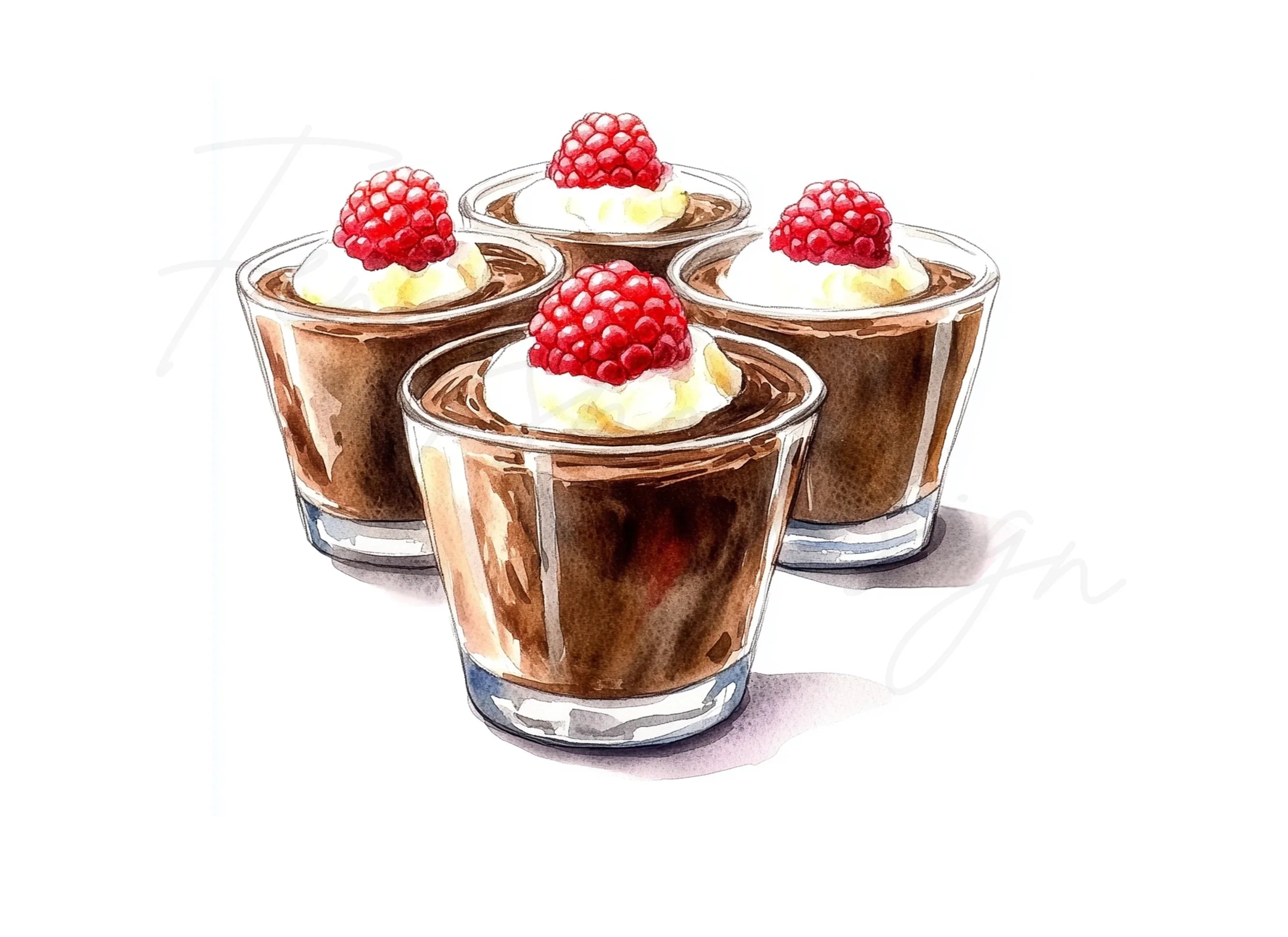 Chocolate Raspberry Dessert Clipart Bundle