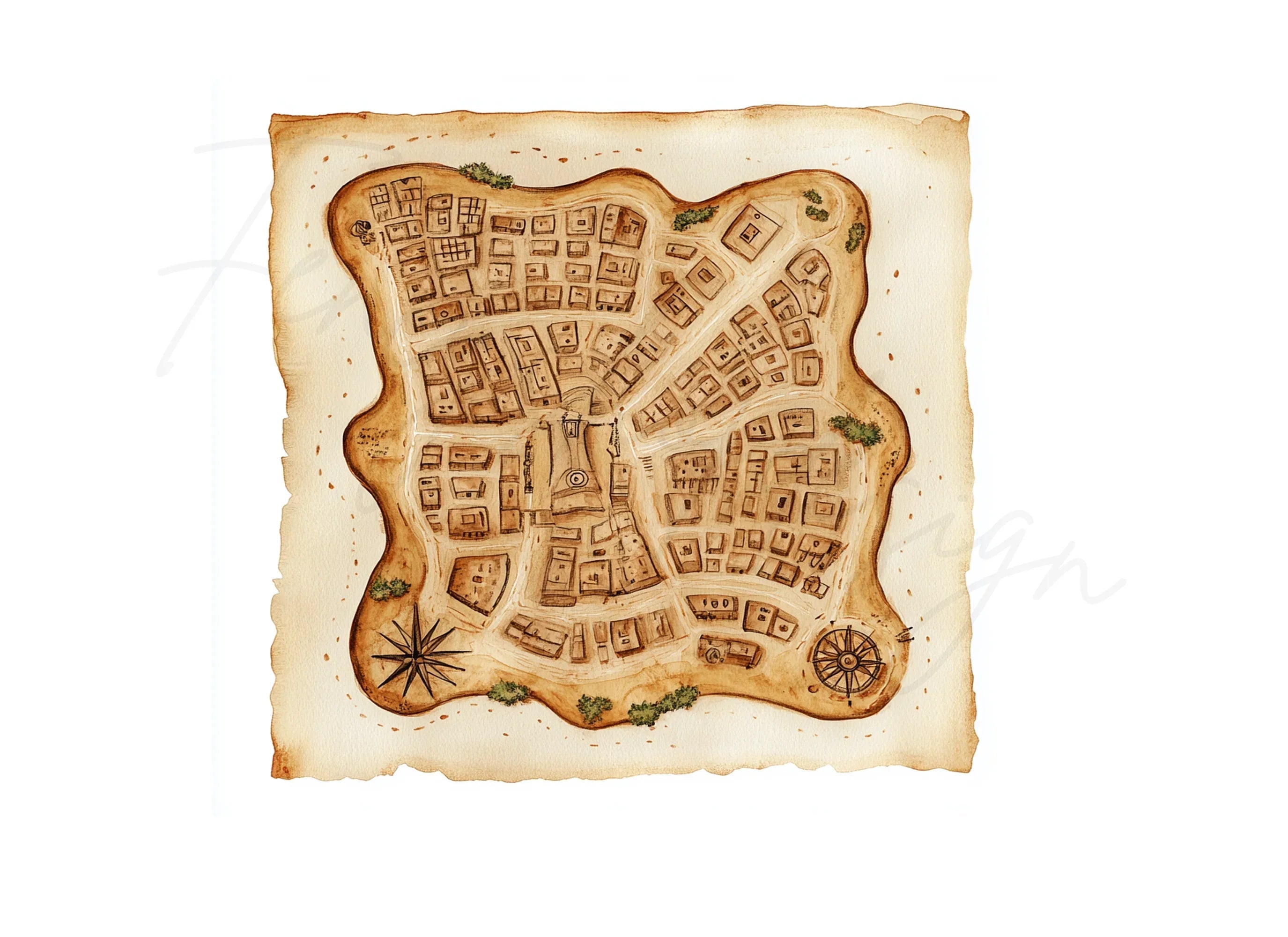 Vintage Style City Maps Clipart Bundle