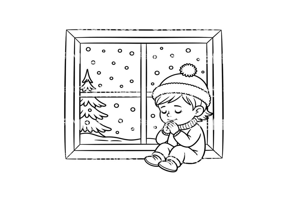 Winter Meditation Scene Coloring Books