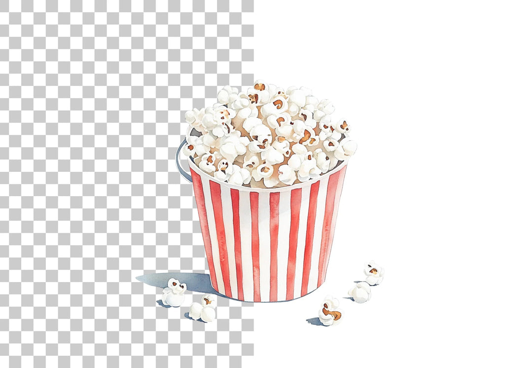 Striped Popcorn Buckets Clipart Bundle