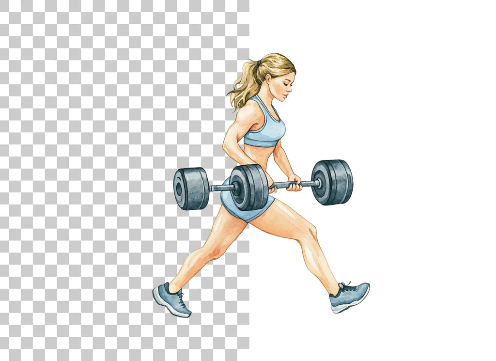 Strong Woman Lifting Barbell Clipart Bundle