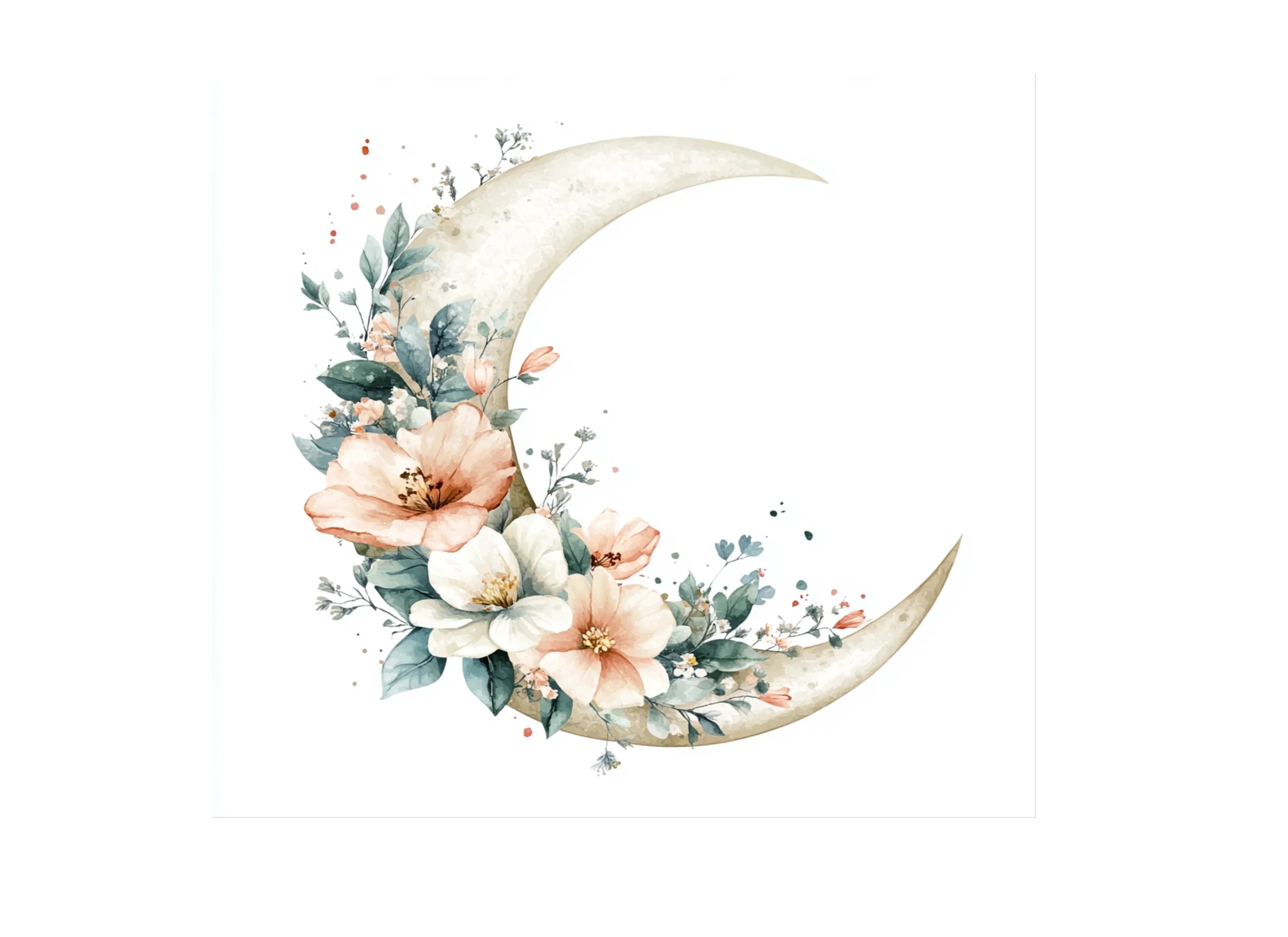 Floral Moon Clipart Bundle
