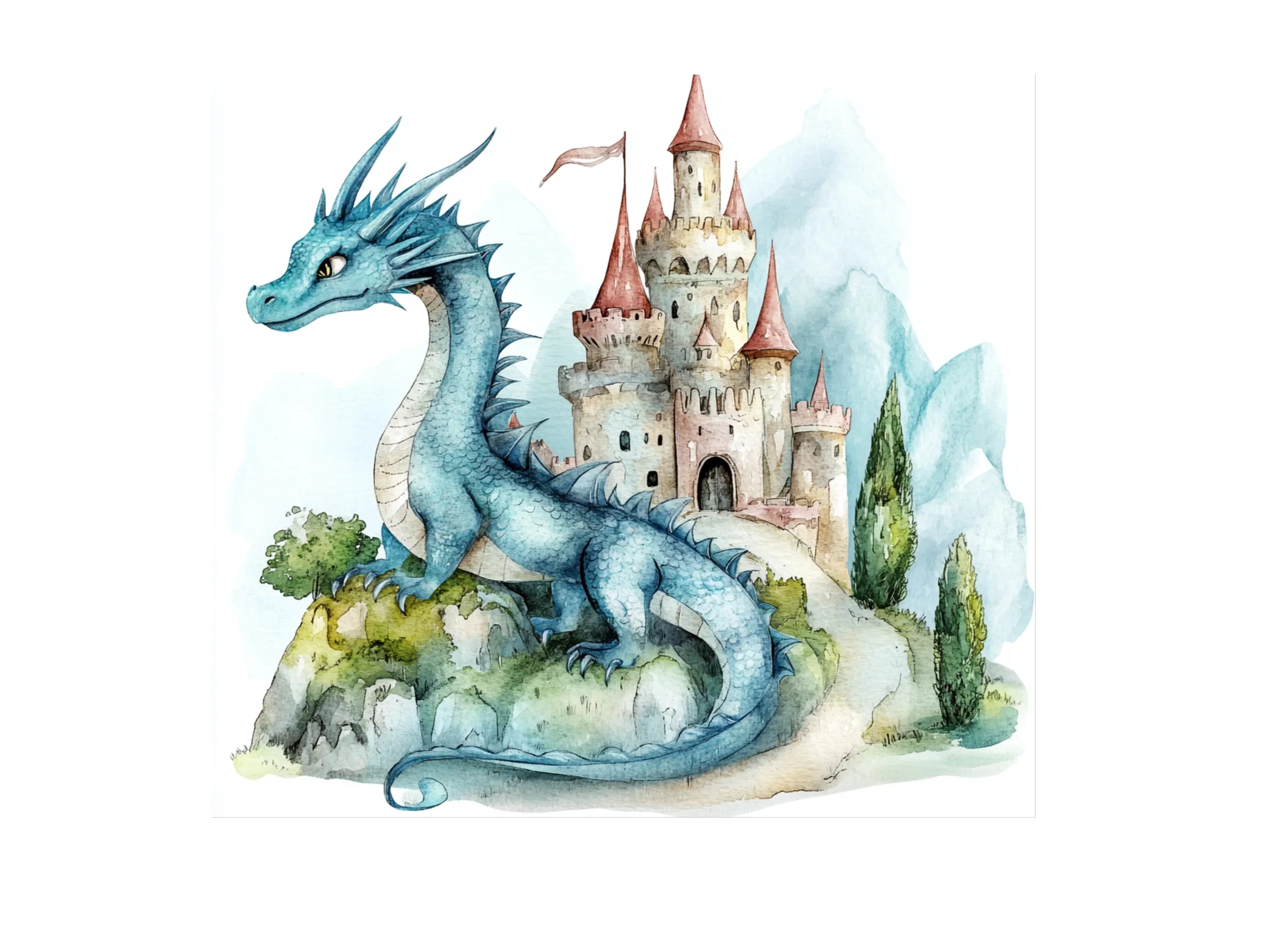Fantasy Dragon Castle Clipart Bundle