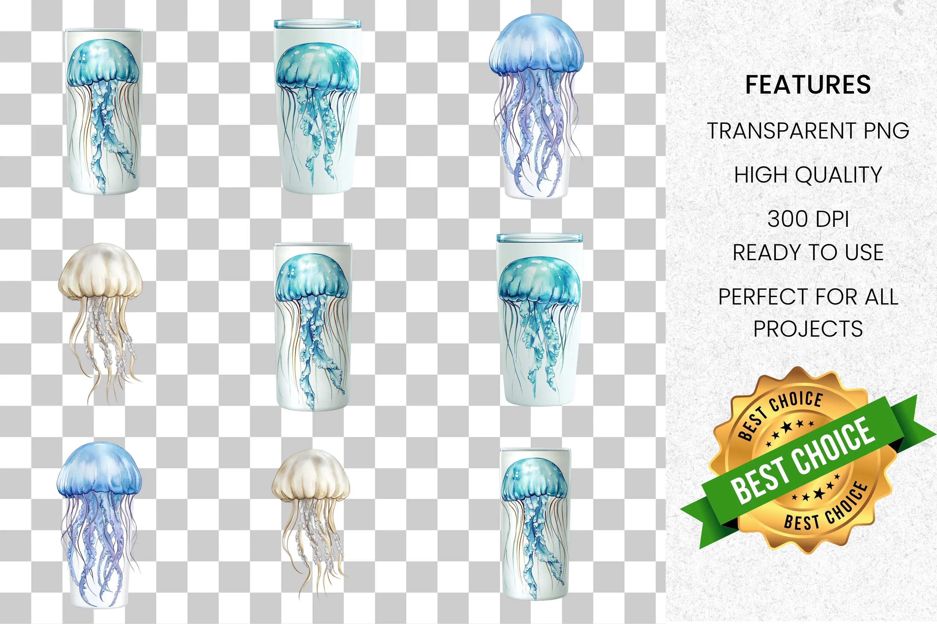 Jellyfish Ocean Clipart Bundle