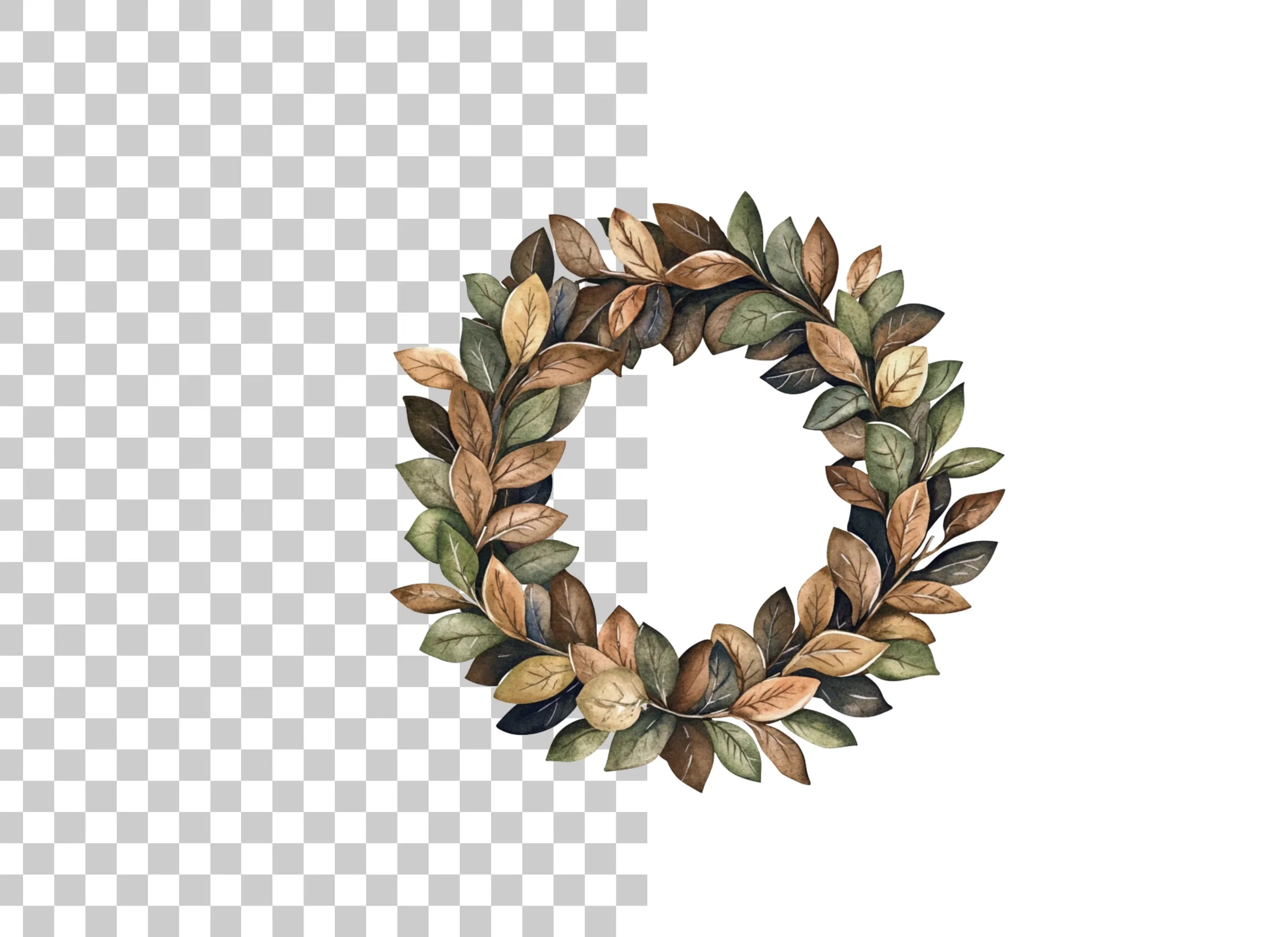 Autumn Leaves Wreath Clipart Bundle