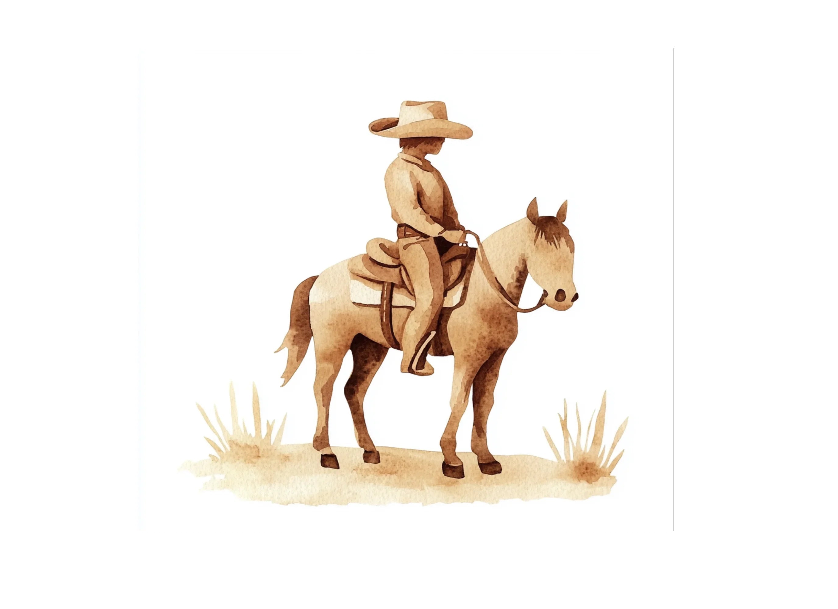 Cowboy Riding Horse Clipart Bundle