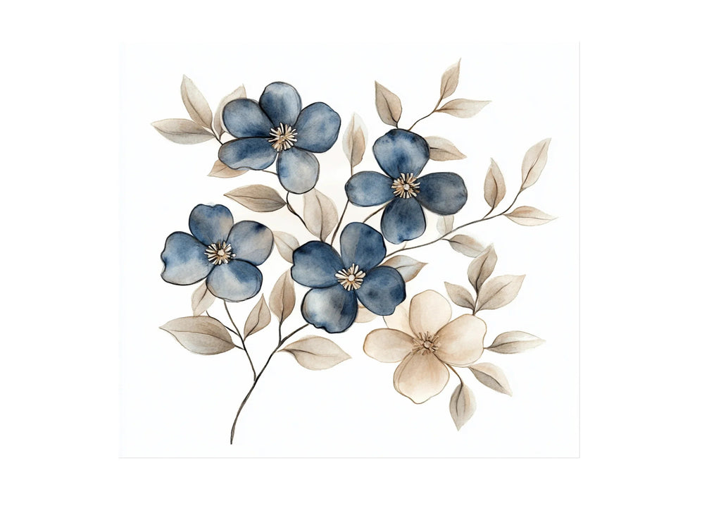 Rustic Blue and Brown Floral Clipart Bundle